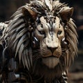 AI generated illustration of a futuristic robotic lion