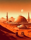 A space colony on a red planet