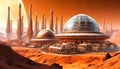 A space colony on a red planet