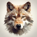 AI generated illustration of a geometric polygonal portrait of a wolf