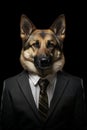 AI generated illustration of a German Shepherd in a classic suit