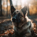 AI generated illustration of a German shepherd in a grassy field, looking off into the distance Royalty Free Stock Photo