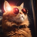 a ginger cat with sunglasses