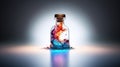 AI generated illustration of a glass bottle filled with a glowing, luminescent liquid