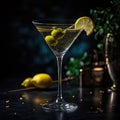 AI generated illustration of a glass filled with a refreshing martini cocktail Royalty Free Stock Photo