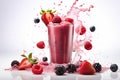 AI generated illustration of A glass of freshly made juice  with a mixture of various fresh fruits Royalty Free Stock Photo