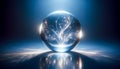 AI generated illustration of a glowing orb with intricate light patterns and sparkles Royalty Free Stock Photo
