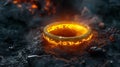 AI-generated illustration of a golden magical ring with glowing glyphs