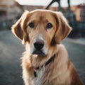 AI generated illustration of a golden retriever dog looking directly at the camera Royalty Free Stock Photo