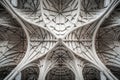 AI generated illustration of a Gothic vaulted stone ceiling in a medieval Abbey