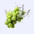 AI generated illustration of green grapes in splashes of water Royalty Free Stock Photo