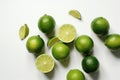 AI generated illustration of green limes on a white background Royalty Free Stock Photo