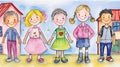 AI generated illustration of a group of happy children standing together Royalty Free Stock Photo