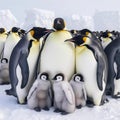 AI generated illustration of a group of penguins standing together