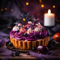 AI generated illustration of Halloween cakes with Halloween decorations with a blurry background