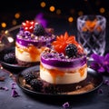 AI generated illustration of Halloween cakes with Halloween decorations with a blurry background