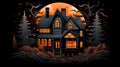 AI generated illustration of halloween haunted house