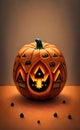 AI generated illustration of Halloween pumpkins on a dark athmosphere