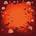 AI generated illustration of a Halloween-themed border with flat-styled skulls and bats