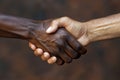 AI generated illustration of a handshake between two people of different ethnicities Royalty Free Stock Photo
