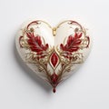 a heart - shaped box decorated with red and gold flowers Royalty Free Stock Photo