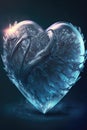 AI-generated illustration of a heart-shaped formation of ice surrounded by a dark backdrop Royalty Free Stock Photo