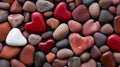 AI generated illustration of a heart-shaped rock nestled between a variety of pebbles and stones Royalty Free Stock Photo