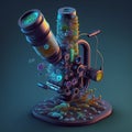AI generated illustration of a high graphical microscope with illumines microbes Royalty Free Stock Photo