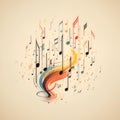 AI generated illustration of a high-resolution illustration of abstract musical notes Royalty Free Stock Photo
