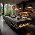 this is an image of a modern kitchen design in a luxury residence Royalty Free Stock Photo