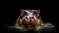 AI generated illustration of a hippopotamus partially emerging from a body of water