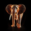 AI generated illustration of a hologram portrait of an elephant on a black background