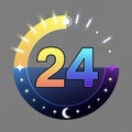 AI generated illustration of 24 hours symbol - time passing by concept Royalty Free Stock Photo