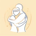 Illustration of human silhouettes hugging each other in a warm and welcoming way.