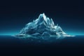 AI generated illustration of an iceberg in the water, backed by a dark and dramatic sky