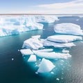 AI generated illustration of icebergs adrift in a serene ocean Royalty Free Stock Photo