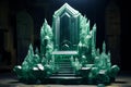 AI generated illustration of an illuminated ice throne presented with a bright green glow Royalty Free Stock Photo