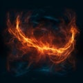 AI generated illustration of an illuminated orange smoke swirl on a black background Royalty Free Stock Photo