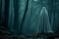 AI generated illustration of a ghost in an eerie forest Royalty Free Stock Photo