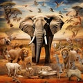 African Animals Safari Collage Royalty Free Stock Photo