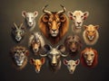 Animal Heads Set