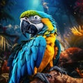 Blue and yellow parrot