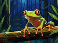 Frog on bamboo