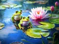 Frogs in the pond Royalty Free Stock Photo