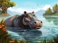 Hippo in lake Royalty Free Stock Photo