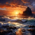 Rocky Sunrise Seascape Royalty Free Stock Photo