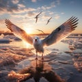 Seagull Taking Flight from Ice Royalty Free Stock Photo