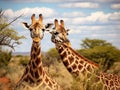 Two Giraffes Together Wildlife Animals Royalty Free Stock Photo