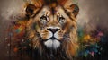AI generated illustration of An image of a vibrant painting of a lion