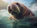 Walrus in water Royalty Free Stock Photo
